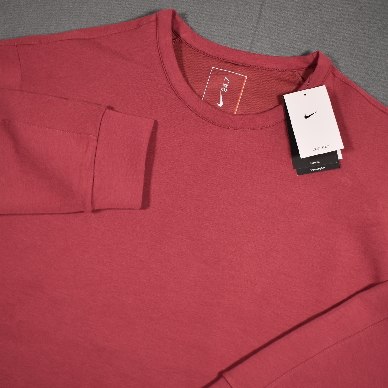 Nike 24.7 Impossiblysoft Fleece Crewneck Sweatshirt Pink/Plum Men's Hq6964 Xxl